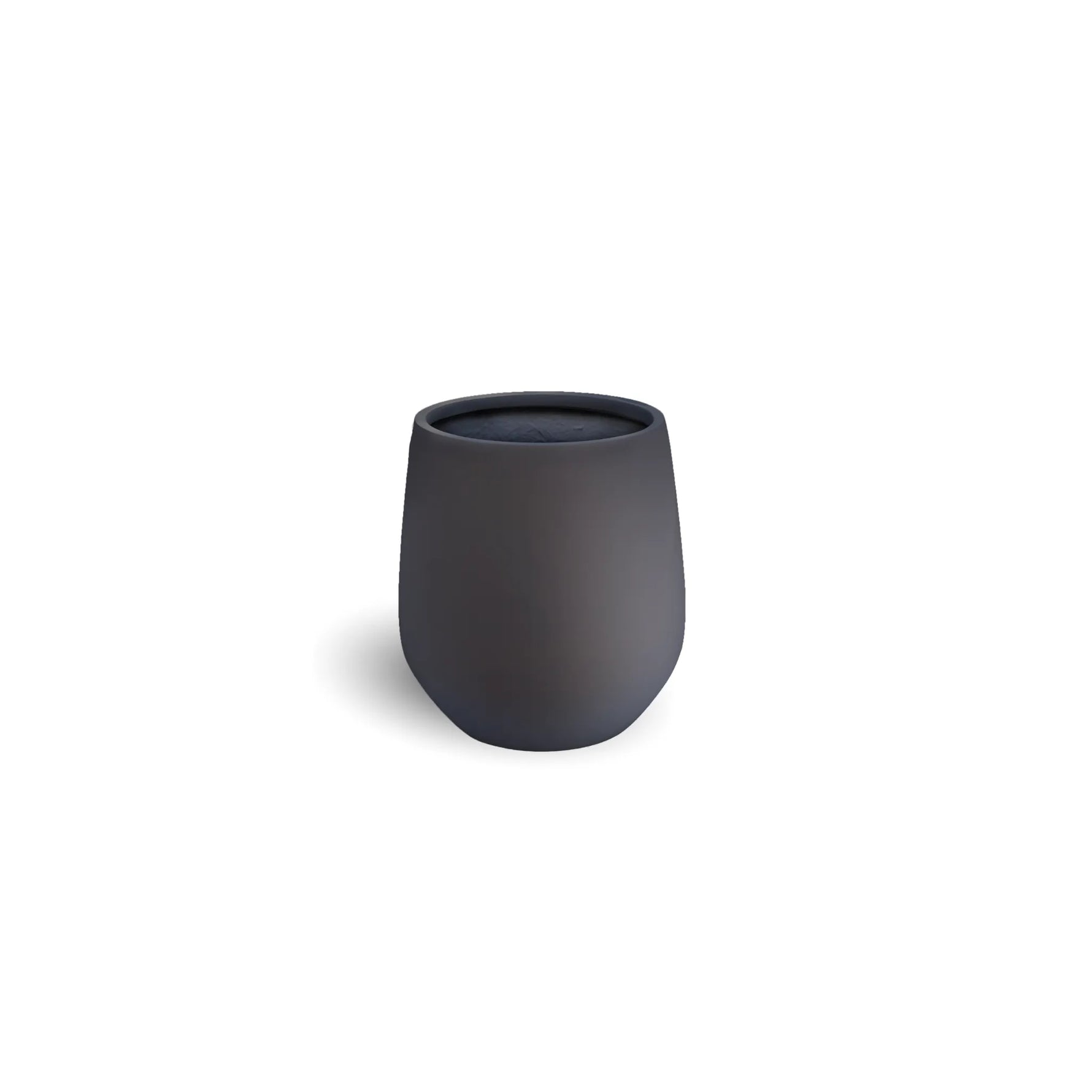 Black ceramic cup on a white background