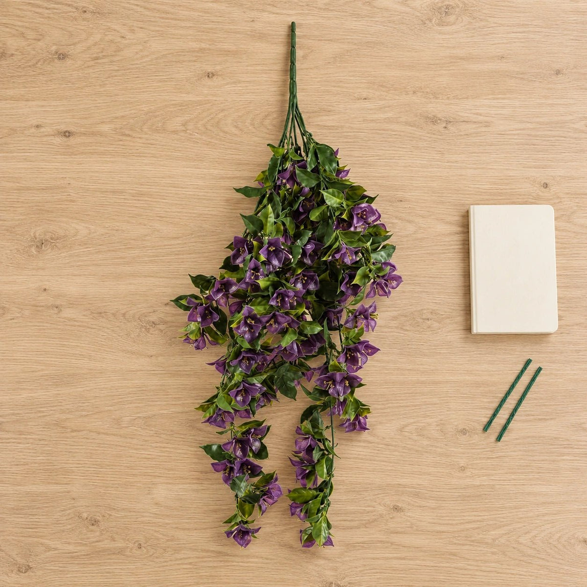 Hanging Artificial Bougainvillea Plant Purple UV Resistant 90cm - Designer Vertical Gardens Stems / Ferns