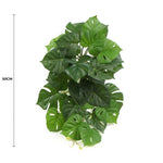 Artificial monstera plant with a measurement indicator on a white background