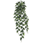 Artificial hanging plant with green leaves on a white background