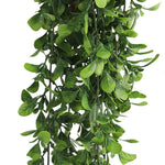 Artificial green leaf garland on a white background