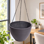 Hanging Grey Plastic Pot with Chain 30cm - Designer Vertical Gardens Pots