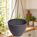 Hanging Grey Plastic Pot with Chain 30cm - Designer Vertical Gardens Pots