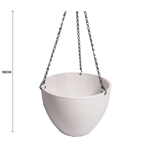 Hanging Rustic White Plastic Pot with Chain 30cm — gallery image 3