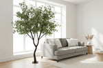 Artificial eucalyptus feature tree styled in living room