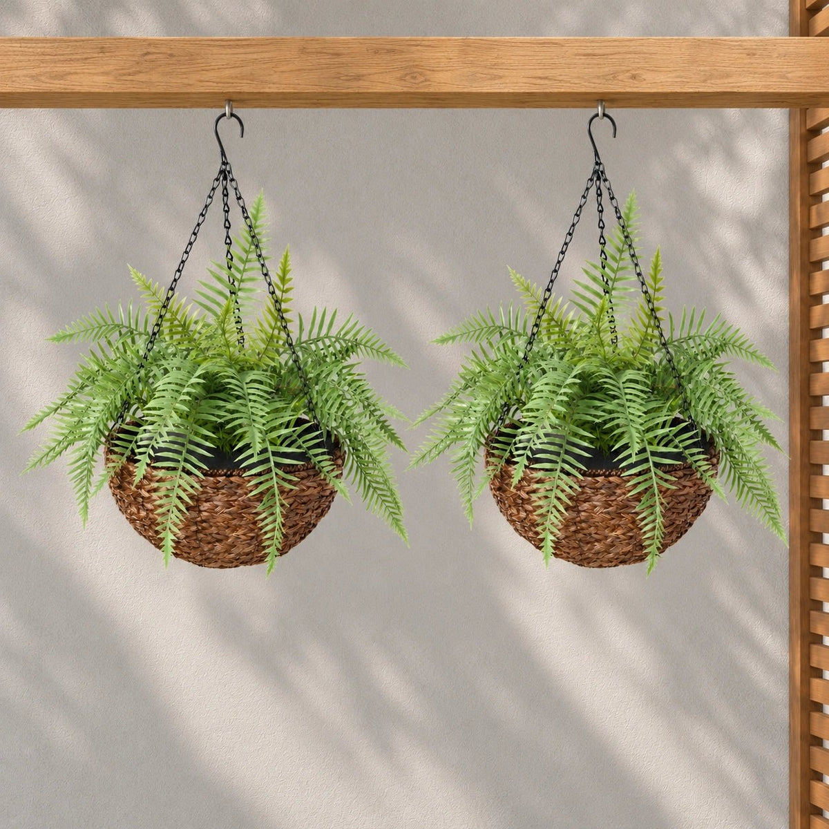 Large Artificial Hanging Basket (Fern Hanging Basket) - Designer Vertical Gardens Artificial Trees clearance