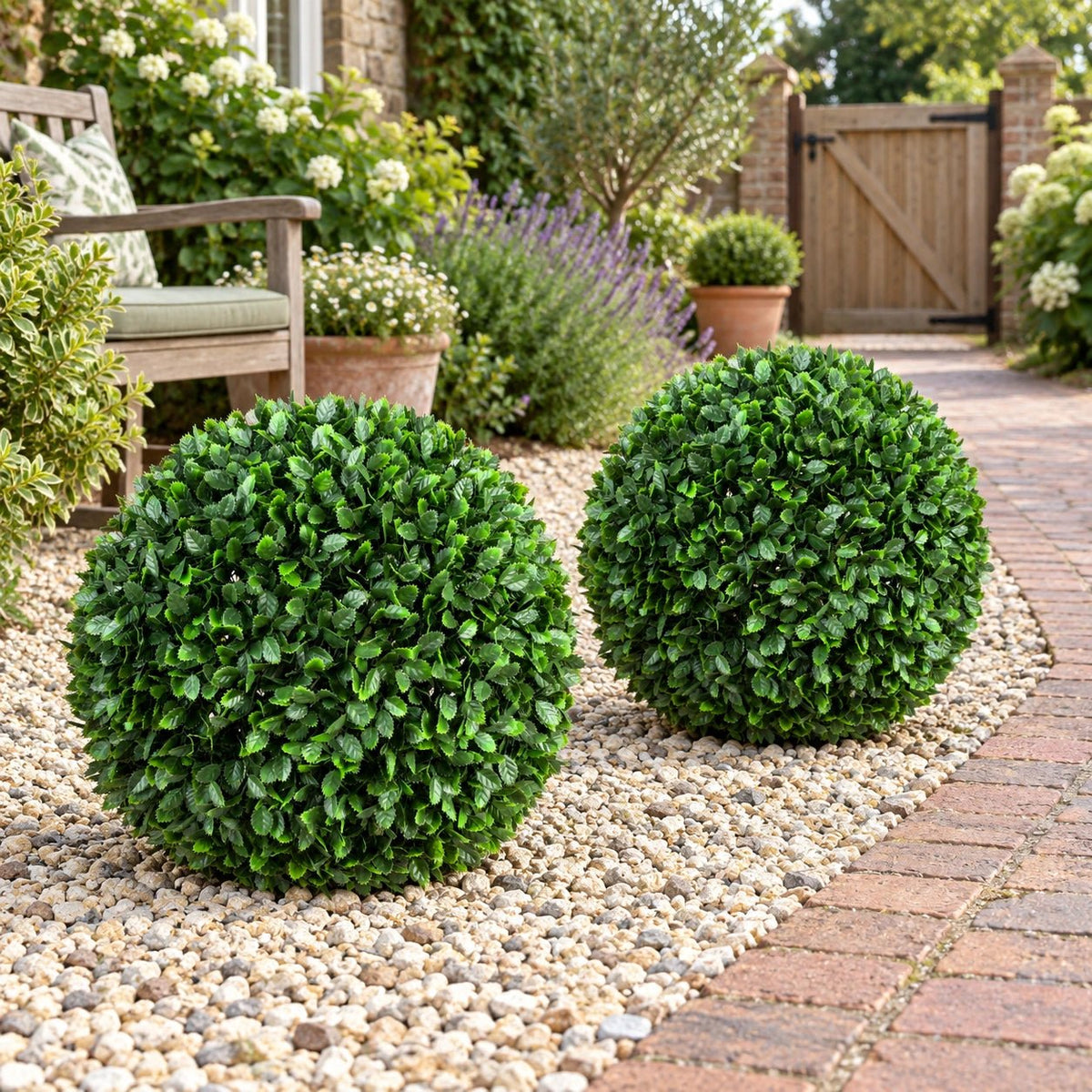 Large Artificial UV Resistant Rose Topiary Ball 44cm - Designer Vertical Gardens artificial green wall sydney Artificial Green Walls