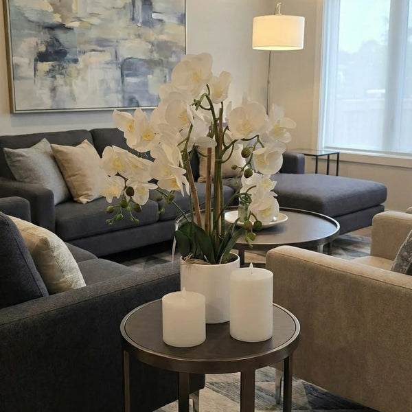 Large Multi-Stem White Potted Faux Orchid 65cm - image 6