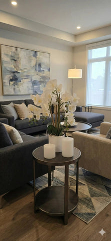 Large Multi-Stem White Potted Faux Orchid 65cm