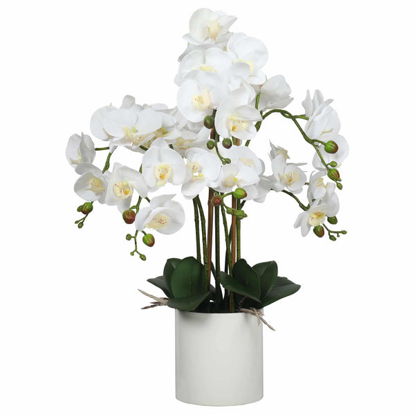 Large Multi-Stem White Potted Faux Orchid 65cm — gallery image 4