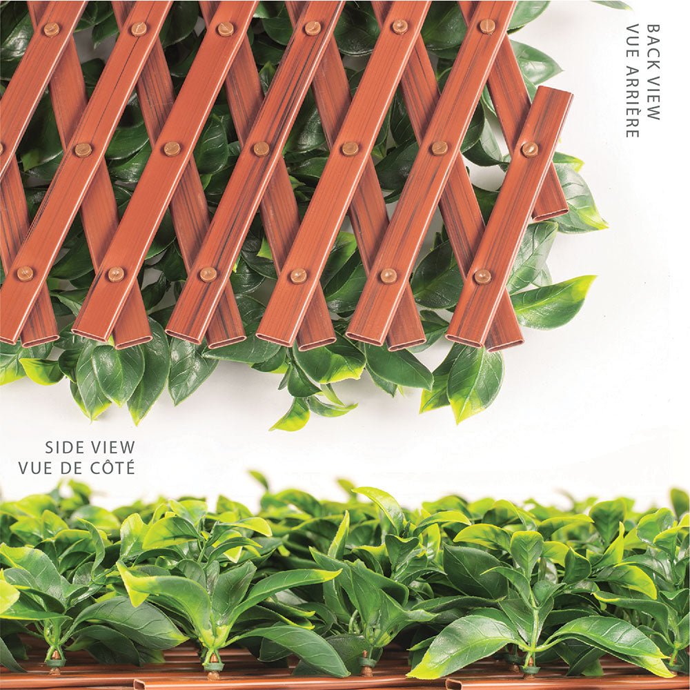 Laurel Leaf Artificial Hedge Extendable Trellis / Screen 2 Meter By 1 Meter UV Resistant (PVC) - Designer Vertical Gardens expandable trellis