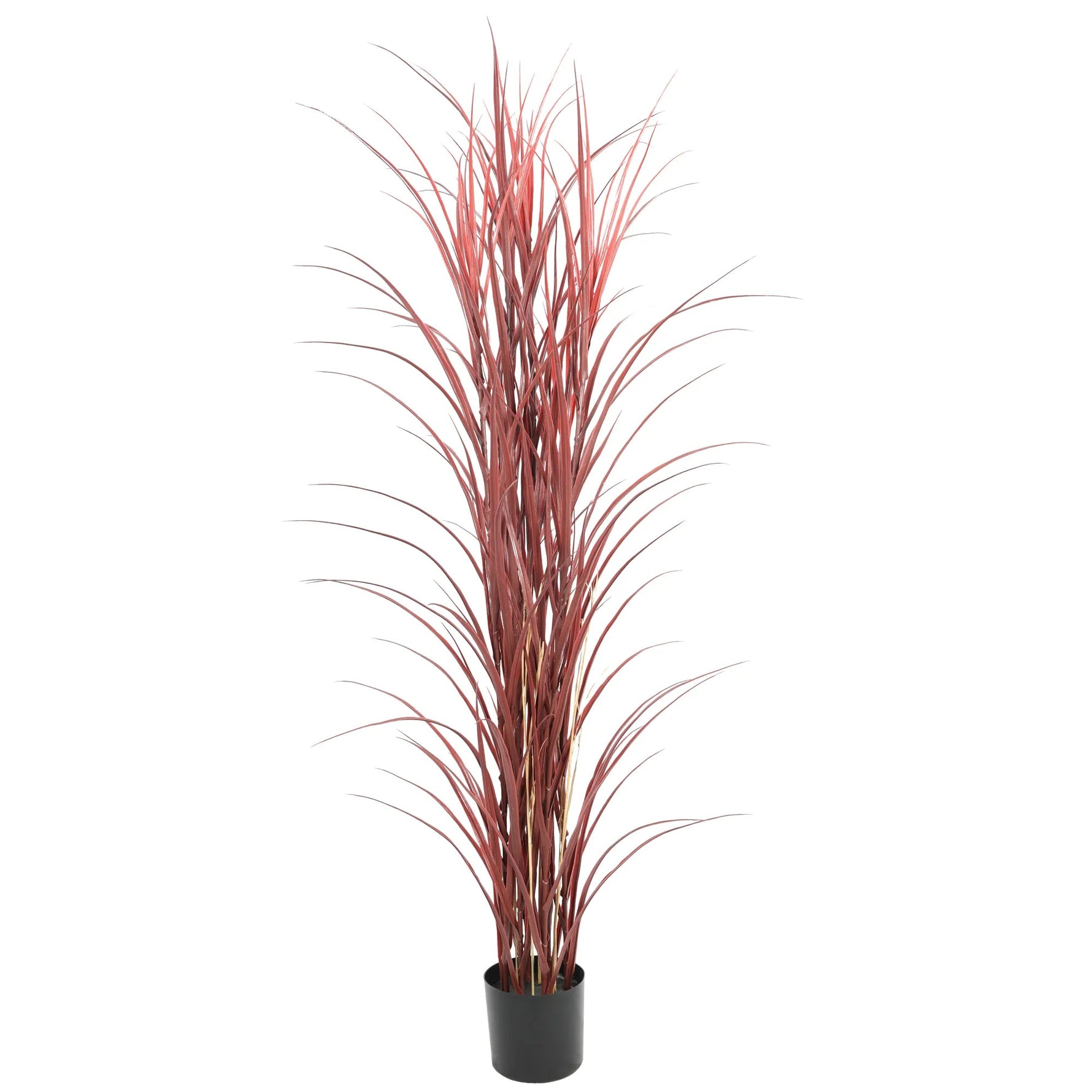 Artificial potted plant with red leaves on a white background