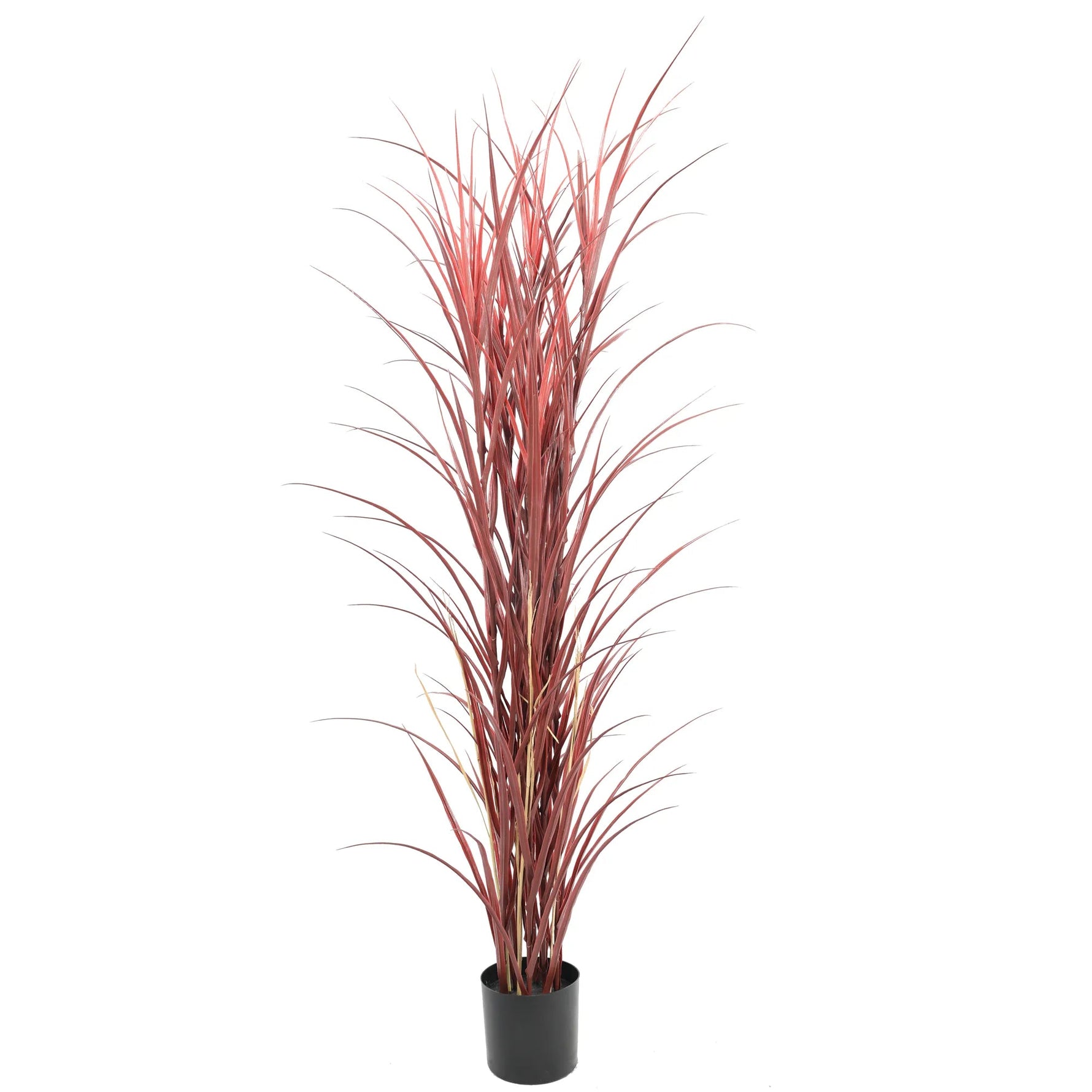 Artificial potted plant with red and green leaves on a white background