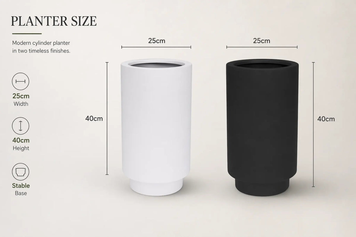 Luxury Cylinder Planter 40cm | Matt White | Premium Pot Range — gallery image