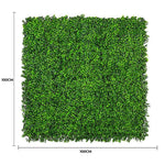 Square piece of artificial greenery with dimensions indicated