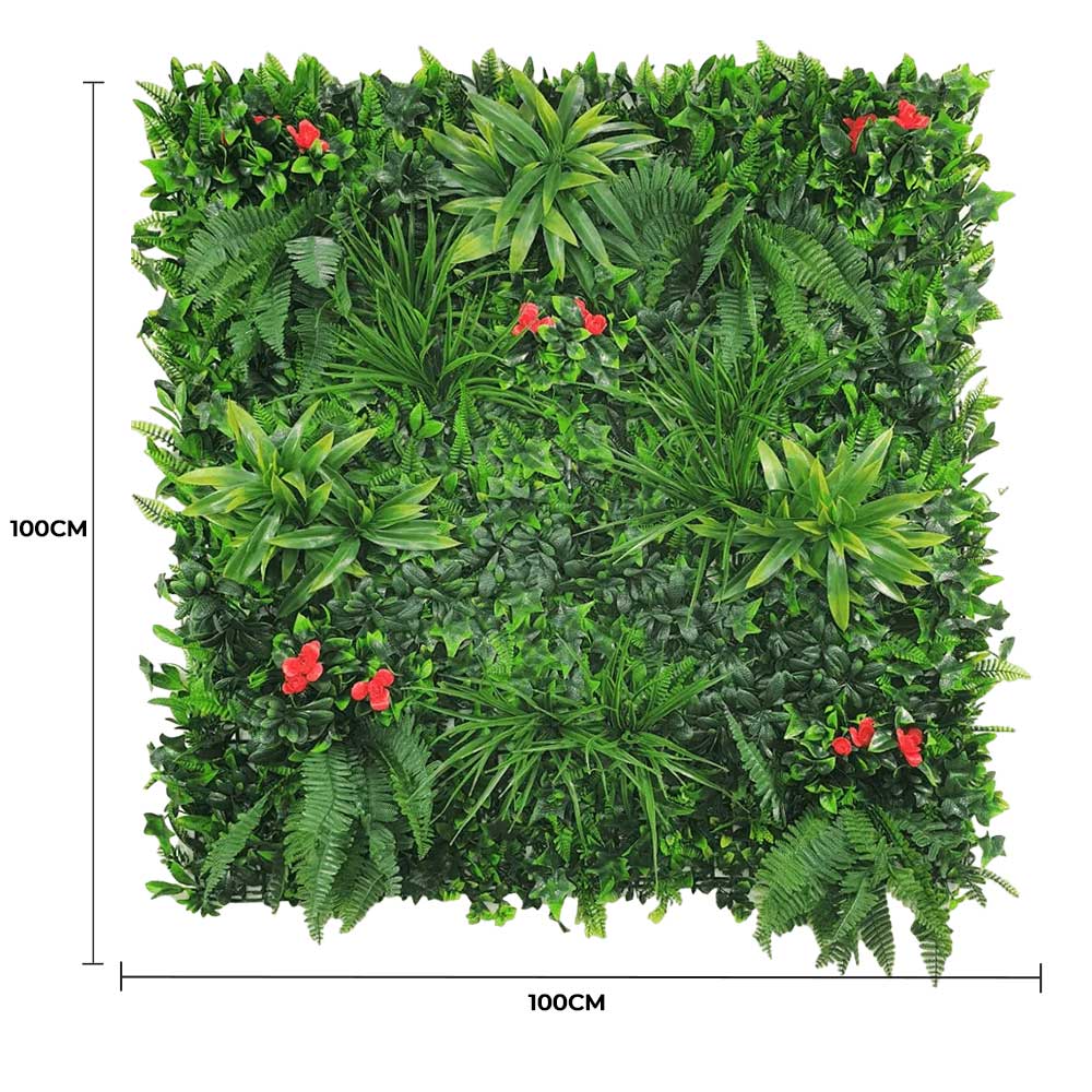 Luxury Elegant Red Rose Vertical Garden Green Wall Panel 1m x 1m – SGS UV Resistant - Designer Vertical Gardens artificial green wall sydney artificial green walls for backdrops