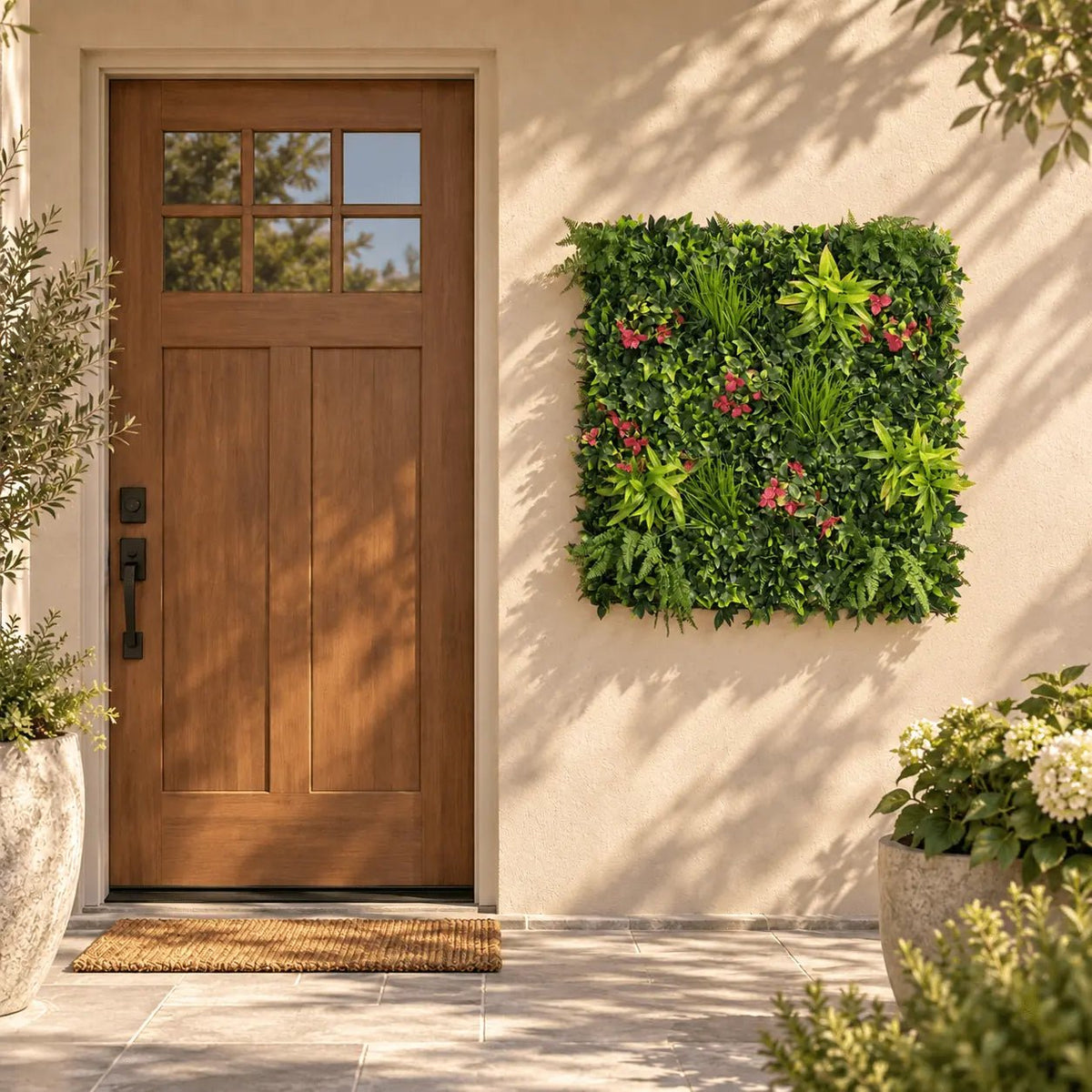 Luxury Flowering Lilac Vertical Garden Green Wall Panel 1m x 1m – SGS UV Resistant - Designer Vertical Gardens artificial garden wall plants artificial green wall sydney