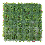 Artificial green wall panel with grid pattern on a white background