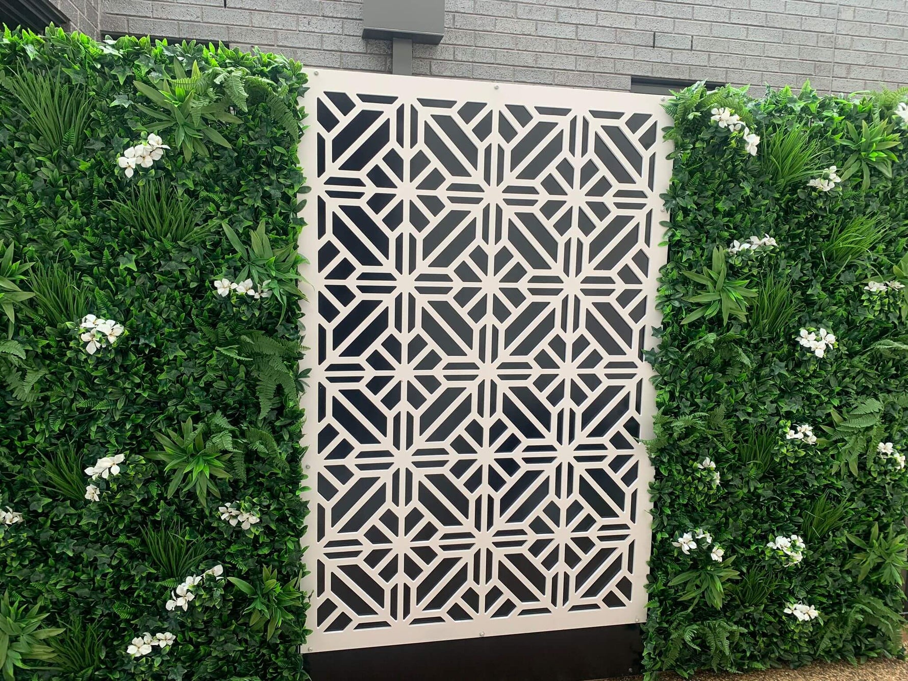 Luxury Flowering White Jasmine Vertical Garden Green Wall Panel 1m x 1m – SGS UV Resistant - Designer Vertical Gardens artificial garden wall plants artificial green wall australia