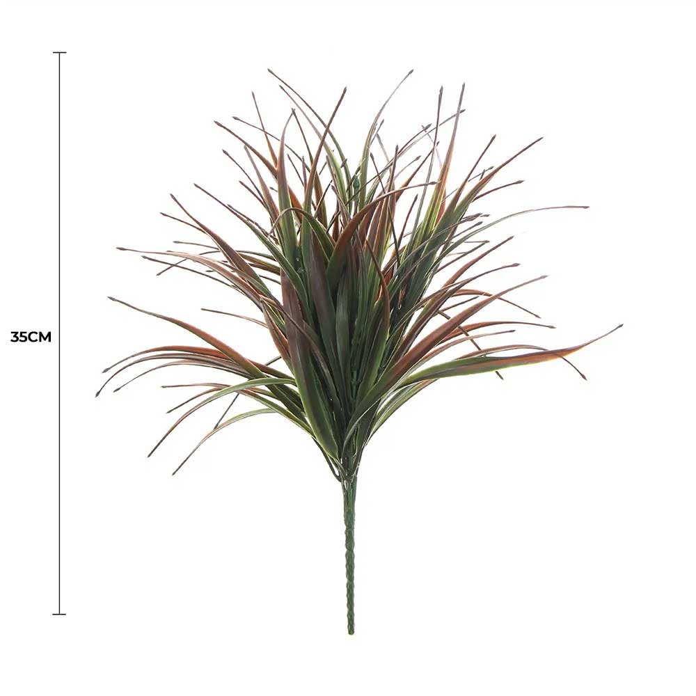 Artificial plant with red and green leaves on a white background, showing measurement of 35cm.