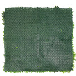 Square piece of green artificial grass with a grid pattern