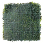 Square grid panel with greenery on a white background