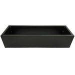 Black rectangular planter box on a white background