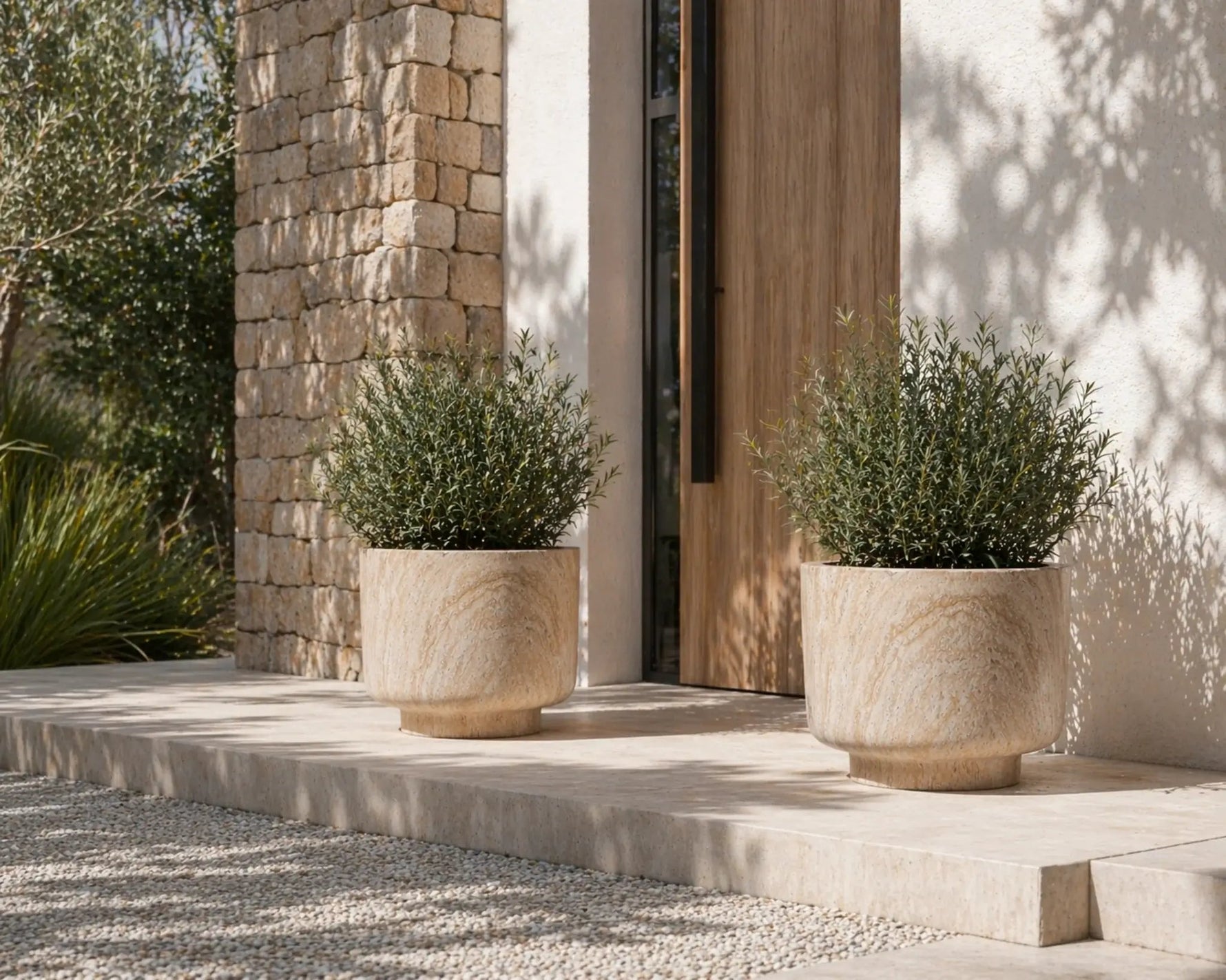 Luxury Rounded Marble Planter with Pedestal Base | Premium Pot Range - Designer Vertical Gardens