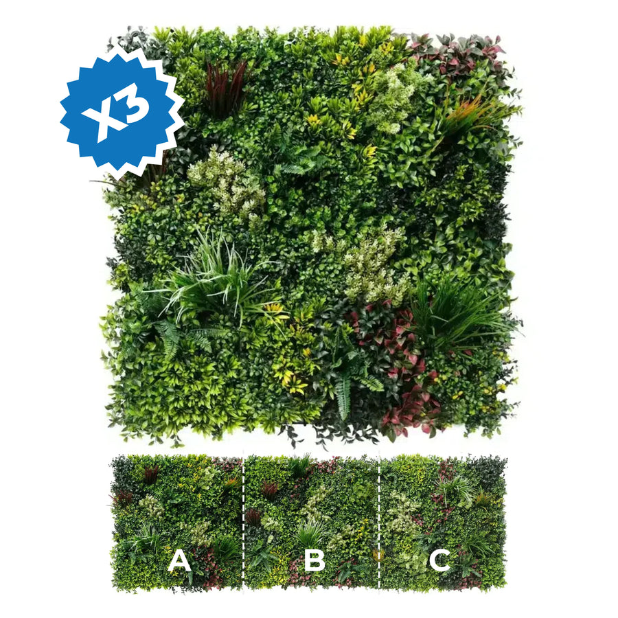 Artificial Vertical Garden 3 Panel Set (3 SQM) - UV Resistant Living Wall