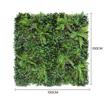 Square piece of artificial greenery with dimensions indicated