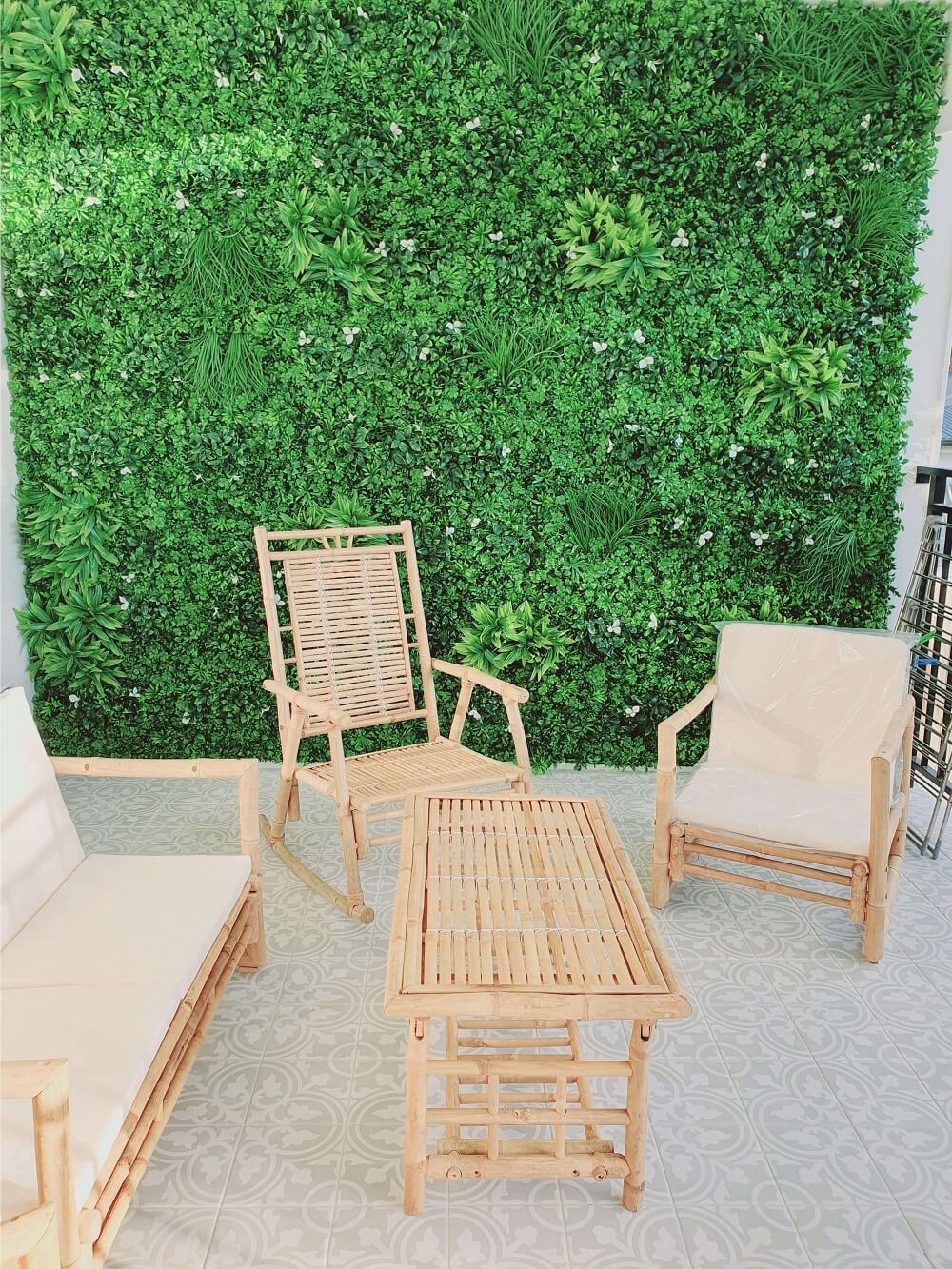 Luxury White Lily Vertical Garden Green Wall Panel 1m x 1m – SGS UV Resistant - Designer Vertical Gardens artificial garden wall plants artificial green wall australia