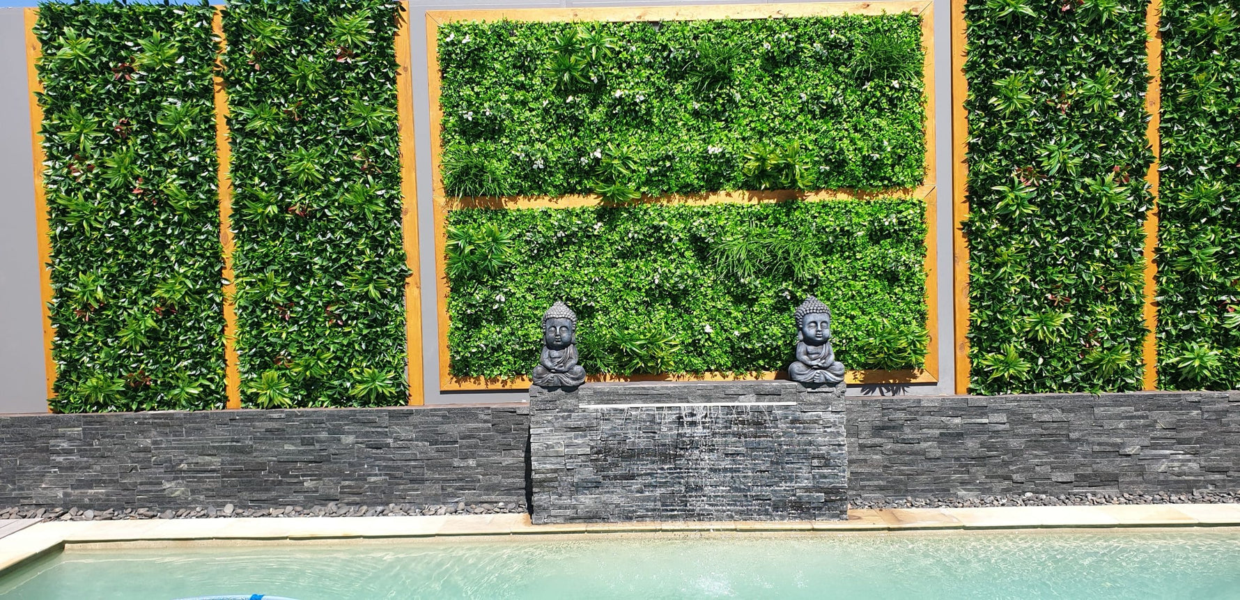 Luxury White Lily Vertical Garden Green Wall Panel 1m x 1m – SGS UV Resistant - Designer Vertical Gardens artificial garden wall plants artificial green wall australia
