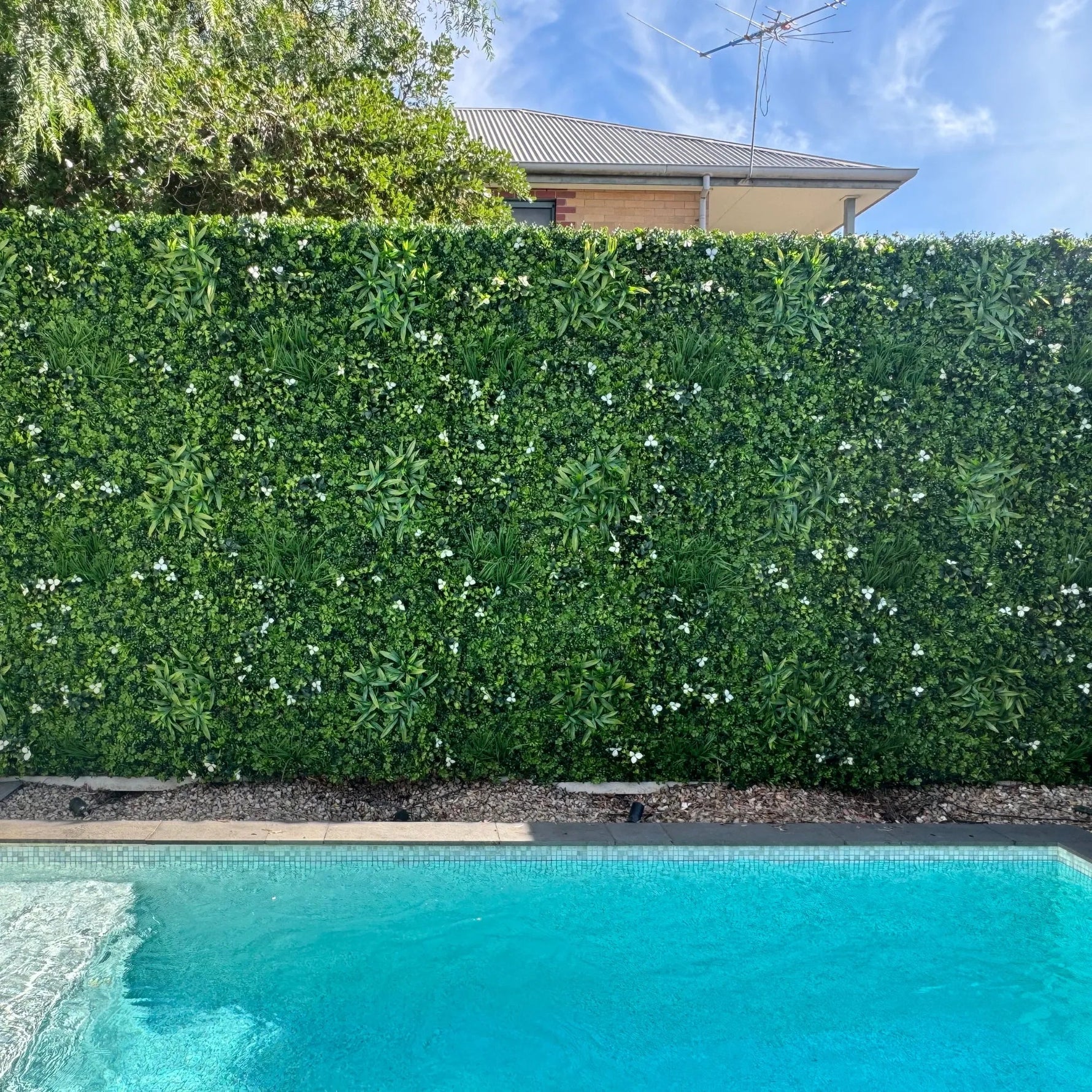 Luxury White Lily Vertical Garden Green Wall Panel 1m x 1m – SGS UV Resistant - Designer Vertical Gardens artificial garden wall plants artificial green wall australia