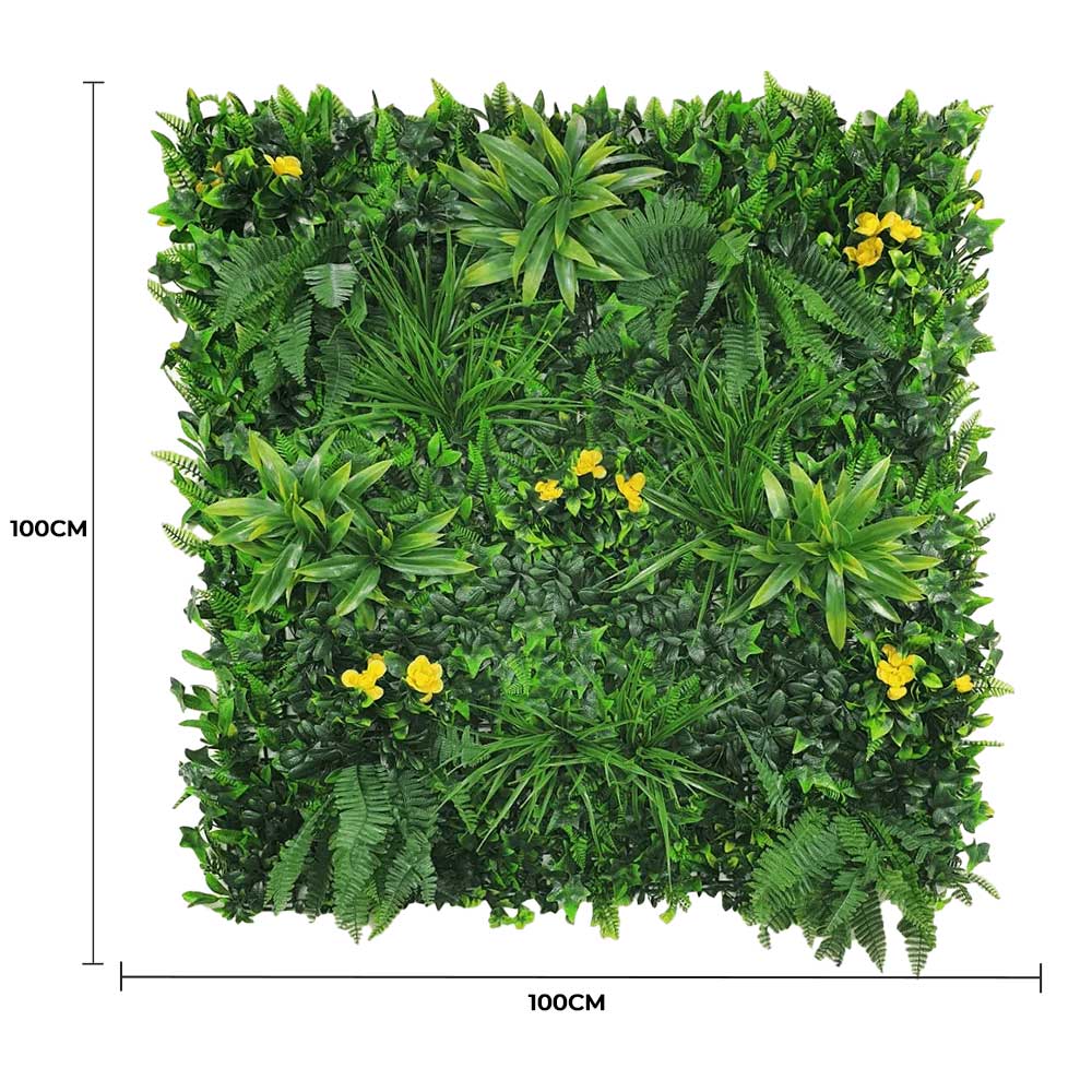 Luxury Yellow Rose Vertical Garden Green Wall Panel 1m x 1m – SGS UV Resistant - Designer Vertical Gardens artificial green wall sydney artificial green walls for backdrops