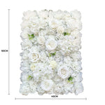 Mixed White Artificial Flower Wall Backdrop Panel 40cm x 60cm – UV Resistant - Designer Vertical Gardens Artificial vertical garden wall panel flowering