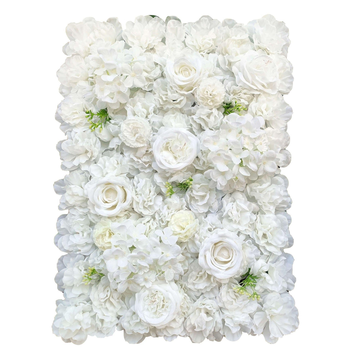 Mixed White Artificial Flower Wall Backdrop Panel 40cm x 60cm – UV Resistant - Designer Vertical Gardens Artificial vertical garden wall panel flowering