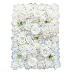 Mixed White Artificial Flower Wall Backdrop Panel 40cm x 60cm – UV Resistant - Designer Vertical Gardens Artificial vertical garden wall panel flowering