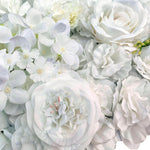 Mixed White Artificial Flower Wall Backdrop Panel 40cm x 60cm – UV Resistant - Designer Vertical Gardens Artificial vertical garden wall panel flowering