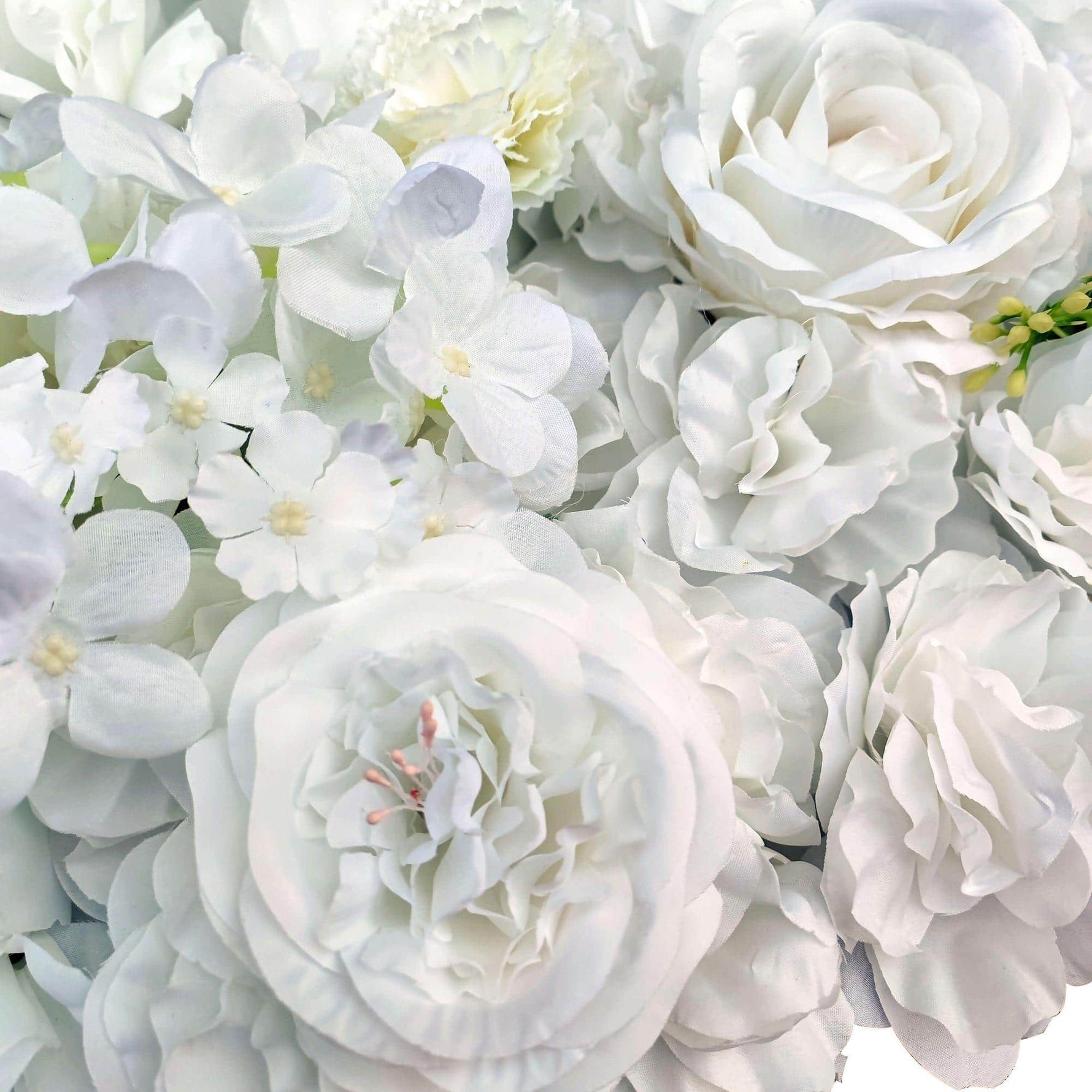 Mixed White Artificial Flower Wall Backdrop Panel 40cm x 60cm – UV Resistant - Designer Vertical Gardens Artificial vertical garden wall panel flowering