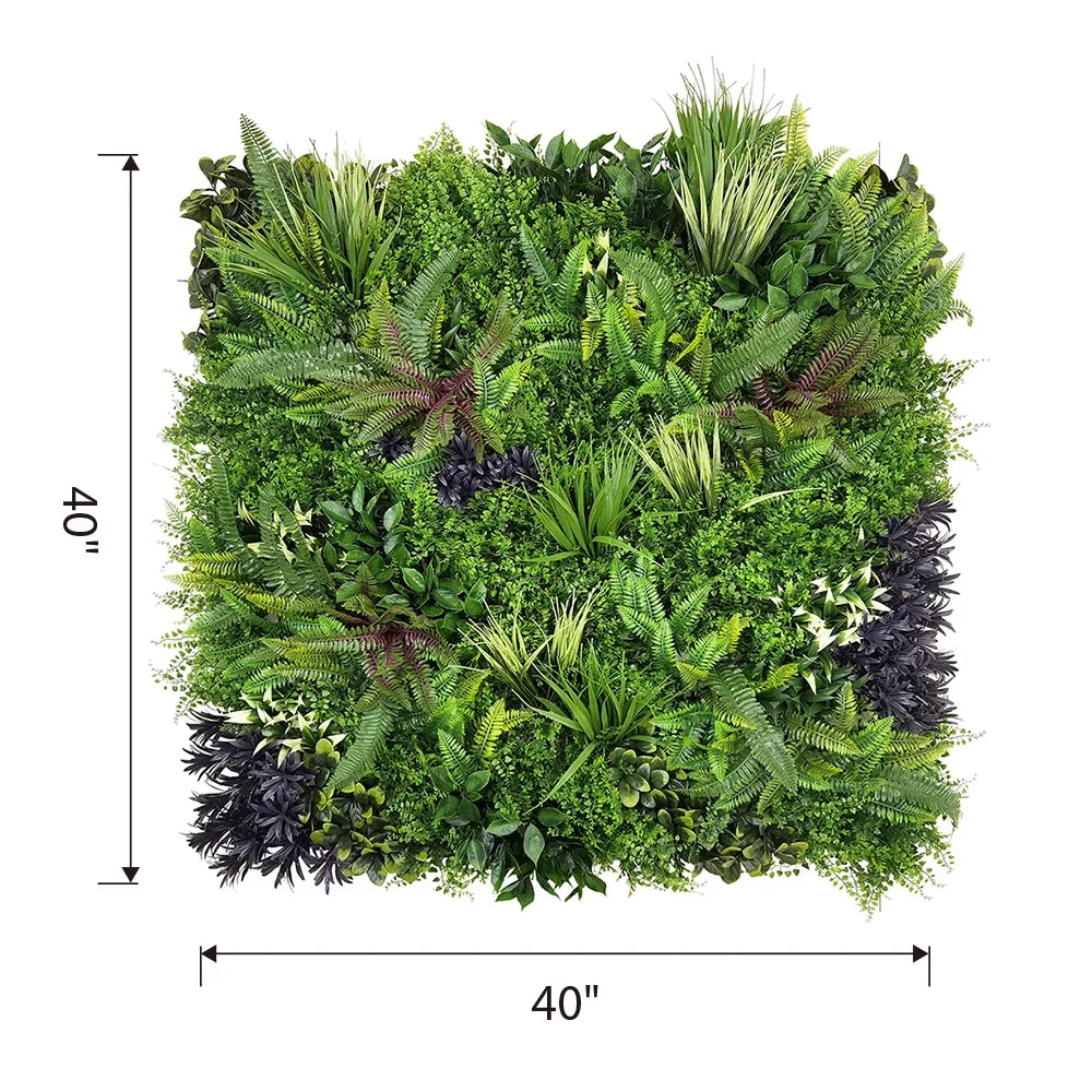 Moonlight Botanica artificial green wall panel 1m x 1m, dimensions