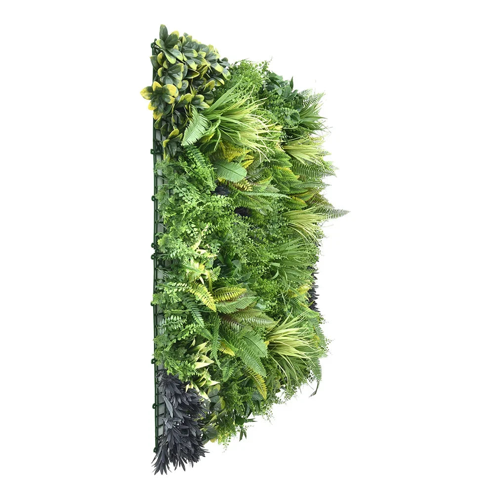 Moonlight Botanica artificial green wall panel 1m x 1m, side
