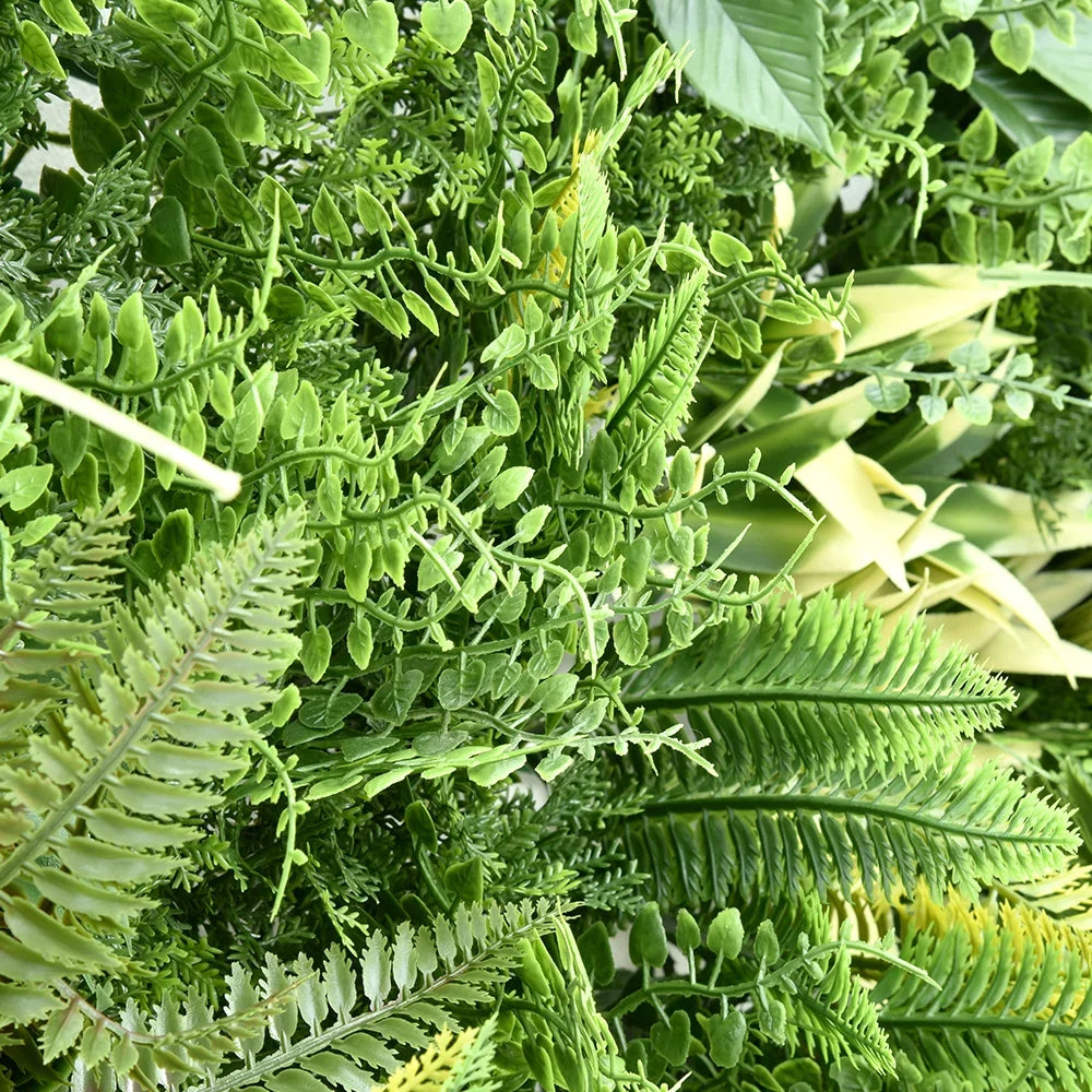 Moonlight Botanica artificial green wall panel 1m x 1m, foliage detail 2