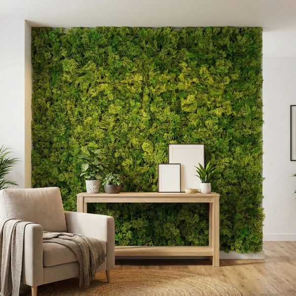 Artificial Moss Panel 100cm x 100cm - UV Resistant Two-Tone Green Wall - image 3