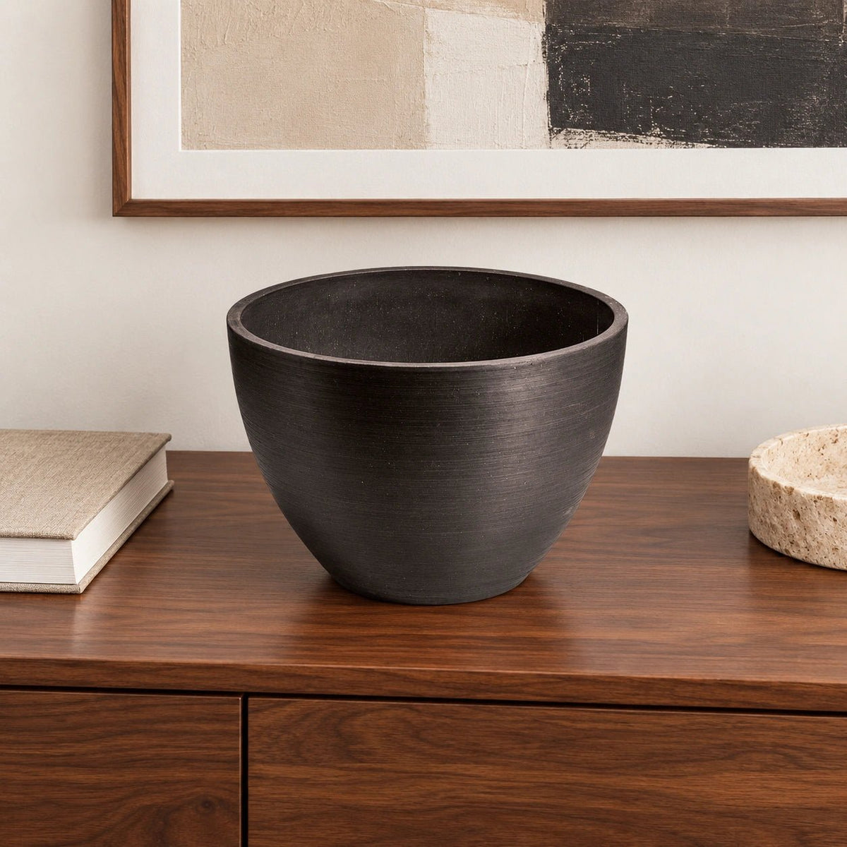Polished Black Planter Bowl 30cm — gallery image