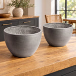 Polished Grey Planter Bowl 30cm - Designer Vertical Gardens Pots