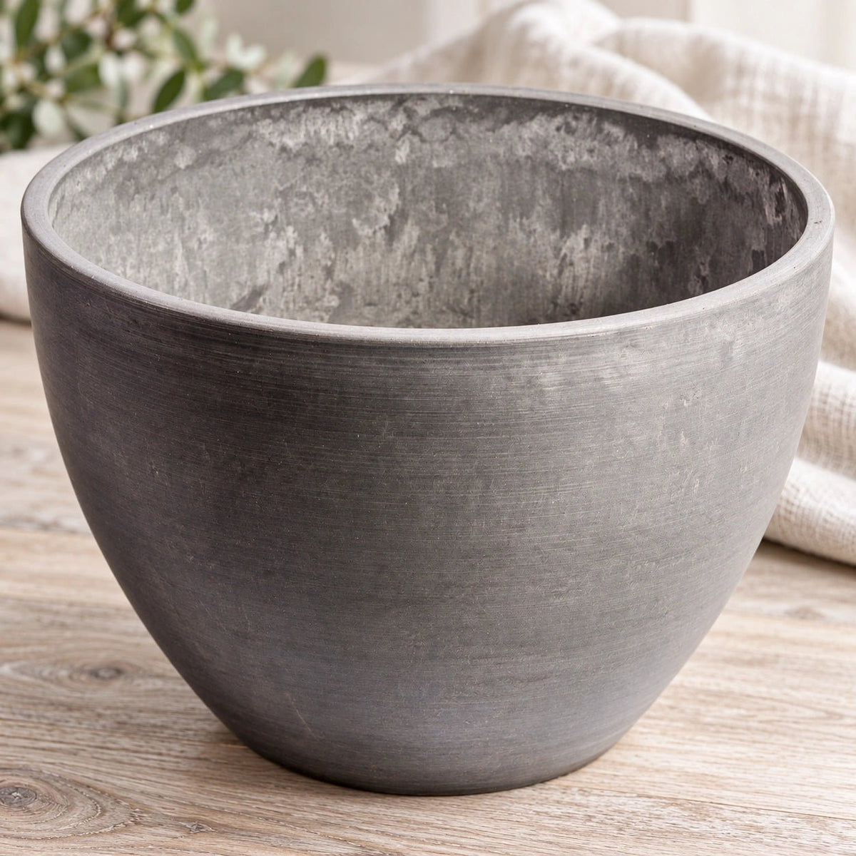 Polished Grey Planter Bowl 30cm - Designer Vertical Gardens Pots