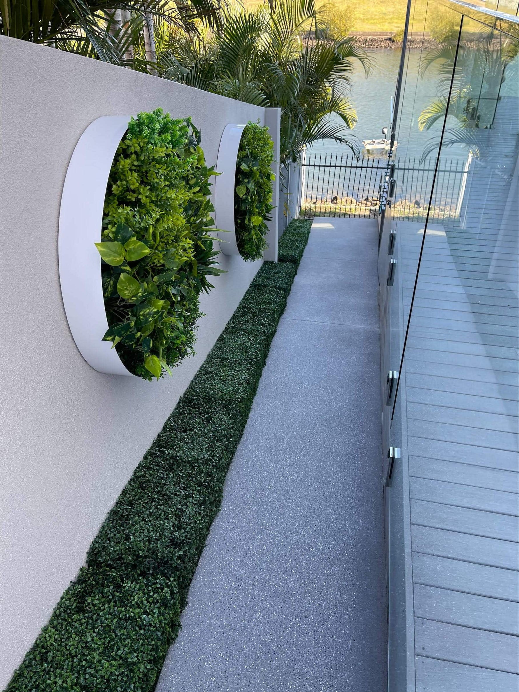 Portable Boxwood Hedge 100cm x 25cm - UVTEX Certified UV Resistant - Designer Vertical Gardens artificial green wall sydney artificial hedge fence panels