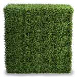Square artificial green hedge panel on a white background