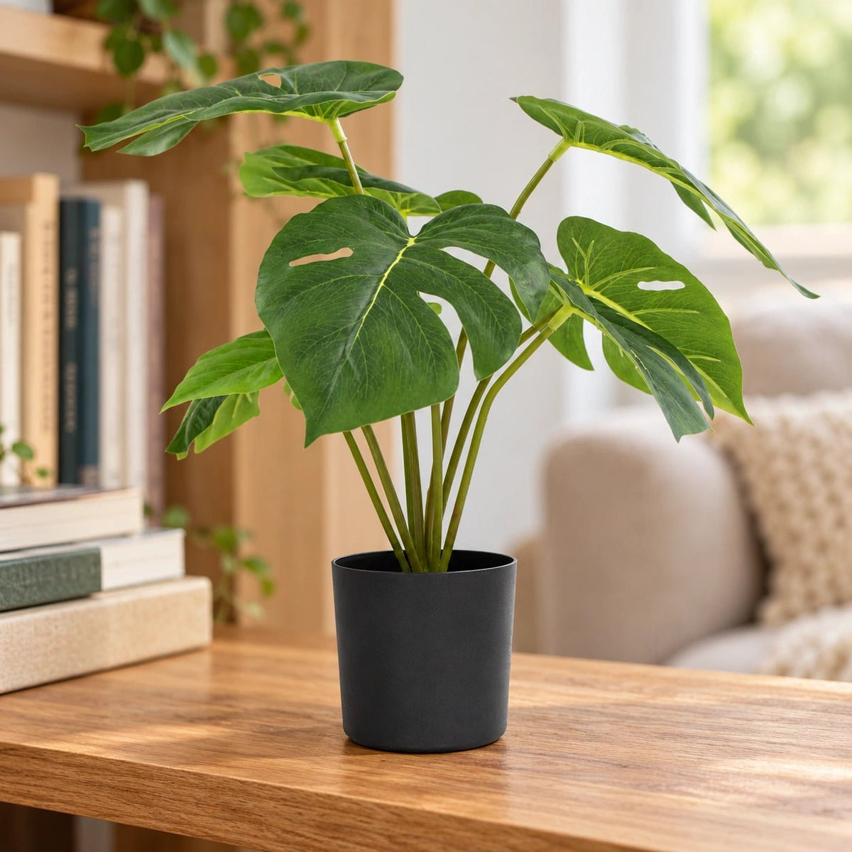 Potted Artificial Split Philodendron Plant With Real Touch Leaves 40cm - Designer Vertical Gardens Artificial Shrubs and Small plants Artificial Trees