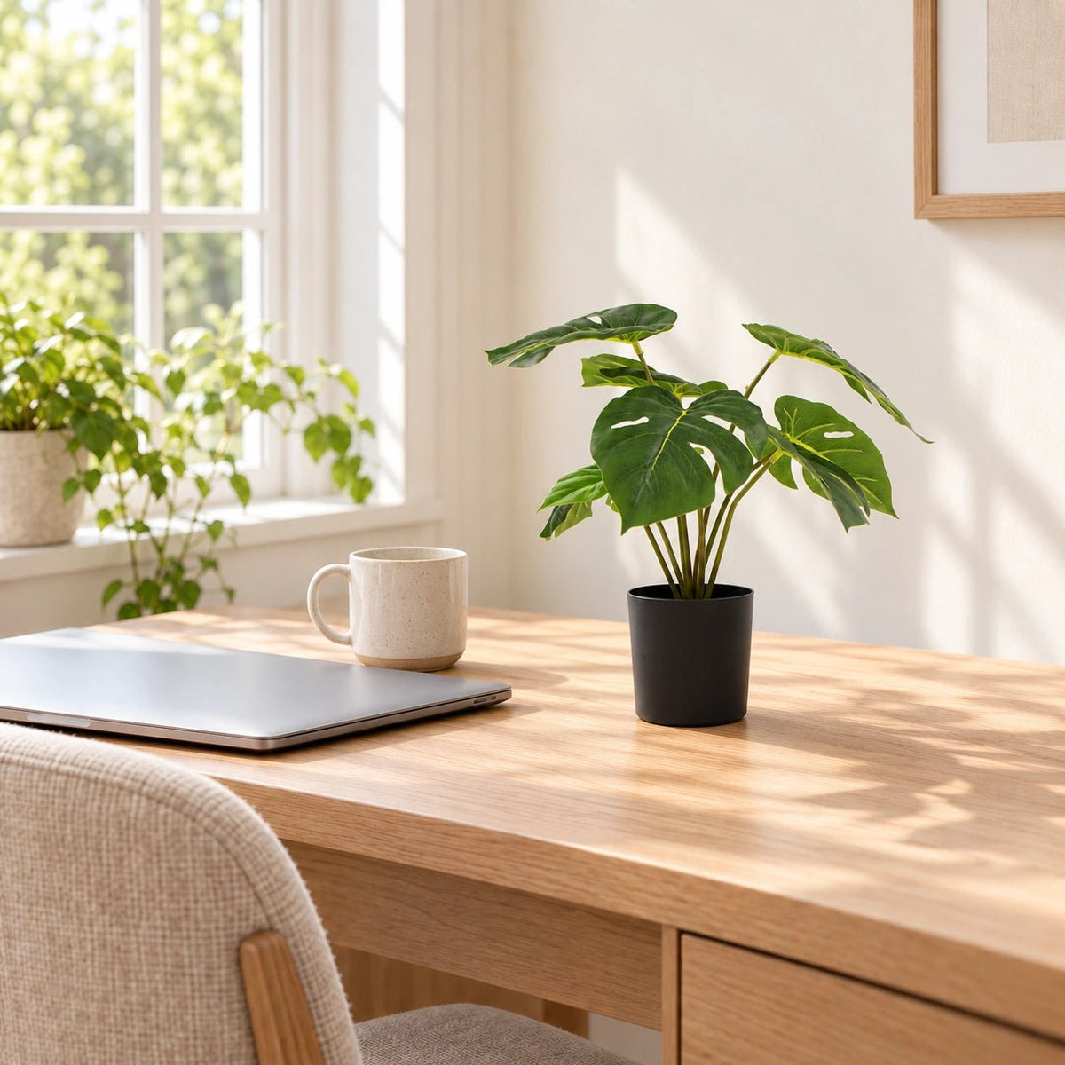 Potted Artificial Split Philodendron Plant With Real Touch Leaves 40cm - Designer Vertical Gardens Artificial Shrubs and Small plants Artificial Trees